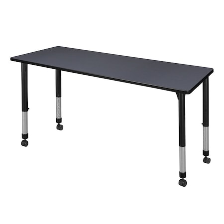 Regency Rectangular Mobile Tables, 66 W, 24 L, 23-34 H, Wood, Metal, Grey MT6624GYAPCBK